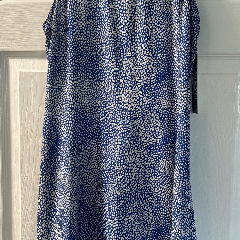 Aqua (Bloomingdale’s Brand) Blue and White Patterned Summer Dress